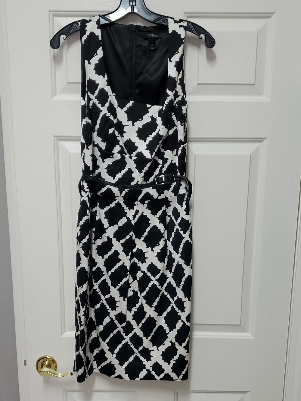 White House Black Market Black and White Geometric Midi Dress